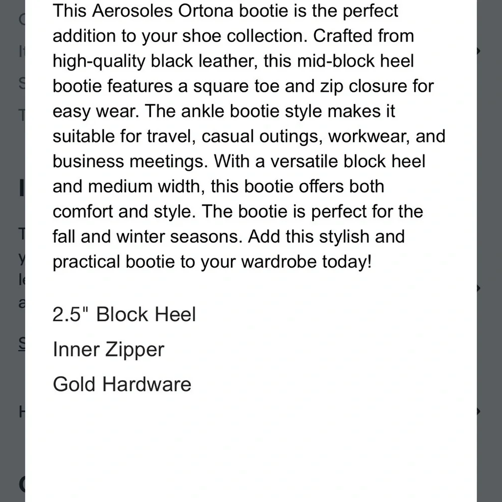 AEROSOLES NWT Ortona Black Ankle Boots with Gold Zippers &Block Heel -Size 5.5